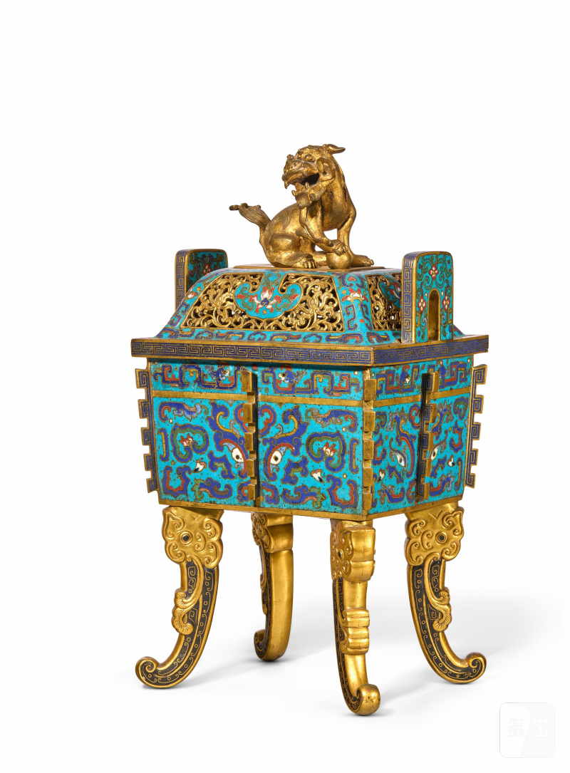 BRÛLE-PARFUM COUVERT EN ÉMAUX CLOISONNÉS, FANGDING  CHINE, DYNASTIE QING, ÉPOQUE QIANLONG (1736-1795) - 图2